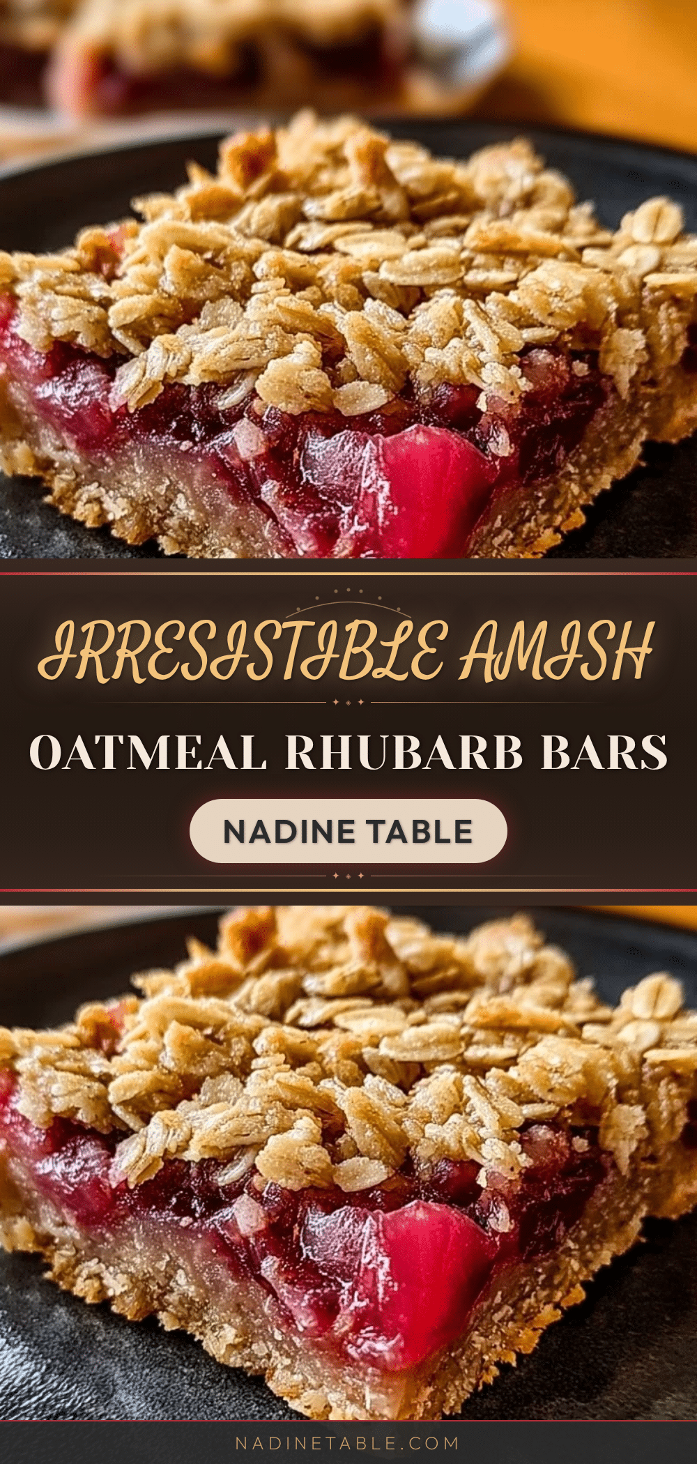 Amish Oatmeal Rhubarb Bars recipe