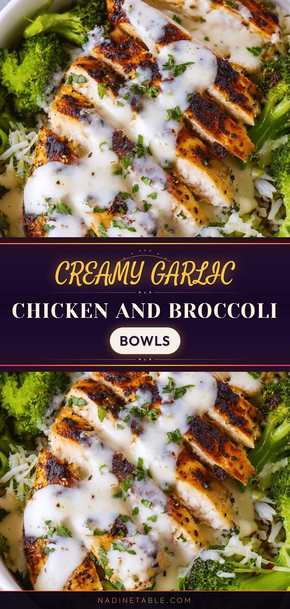 creamy garlic chicken and broccoli bowls recipe