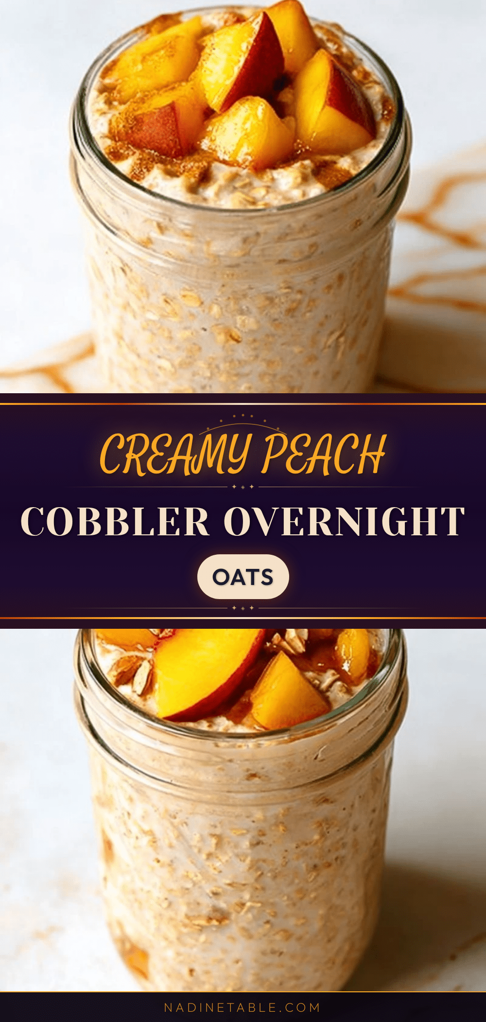 Creamy Peach Cobbler Overnight Oats recipe