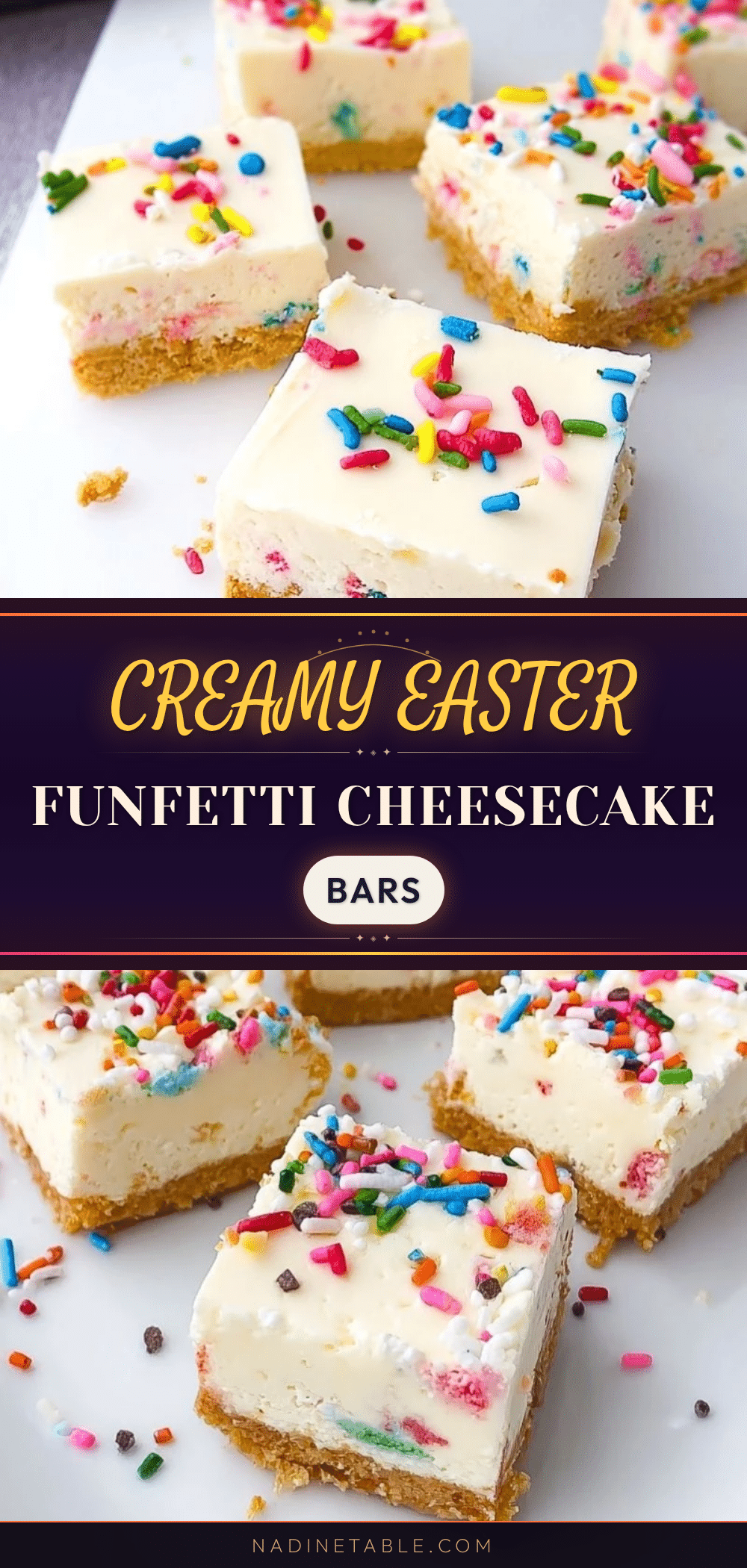 creamy Easter funfetti cheesecake bars recipe