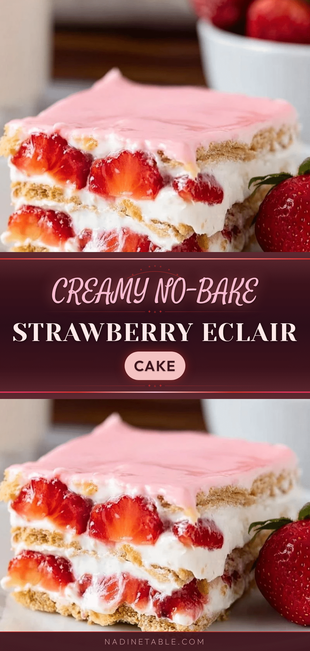 creamy strawberry eclair cake recipe