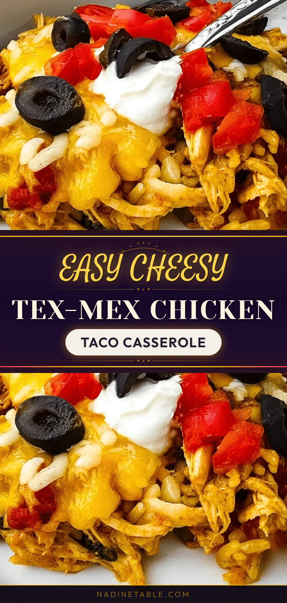 easy cheesy Tex-Mex chicken taco casserole recipe