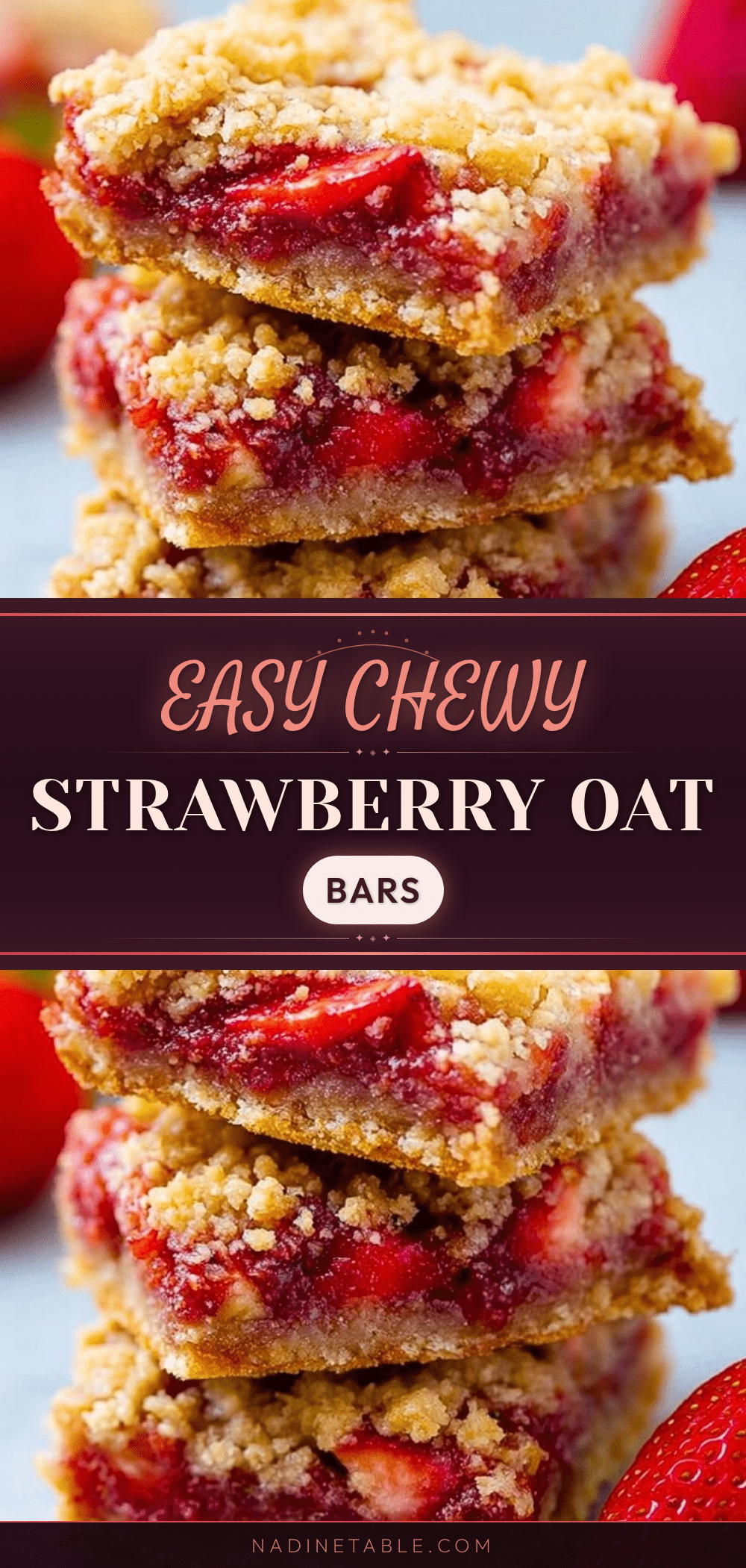 easy chewy strawberry oat bars recipe