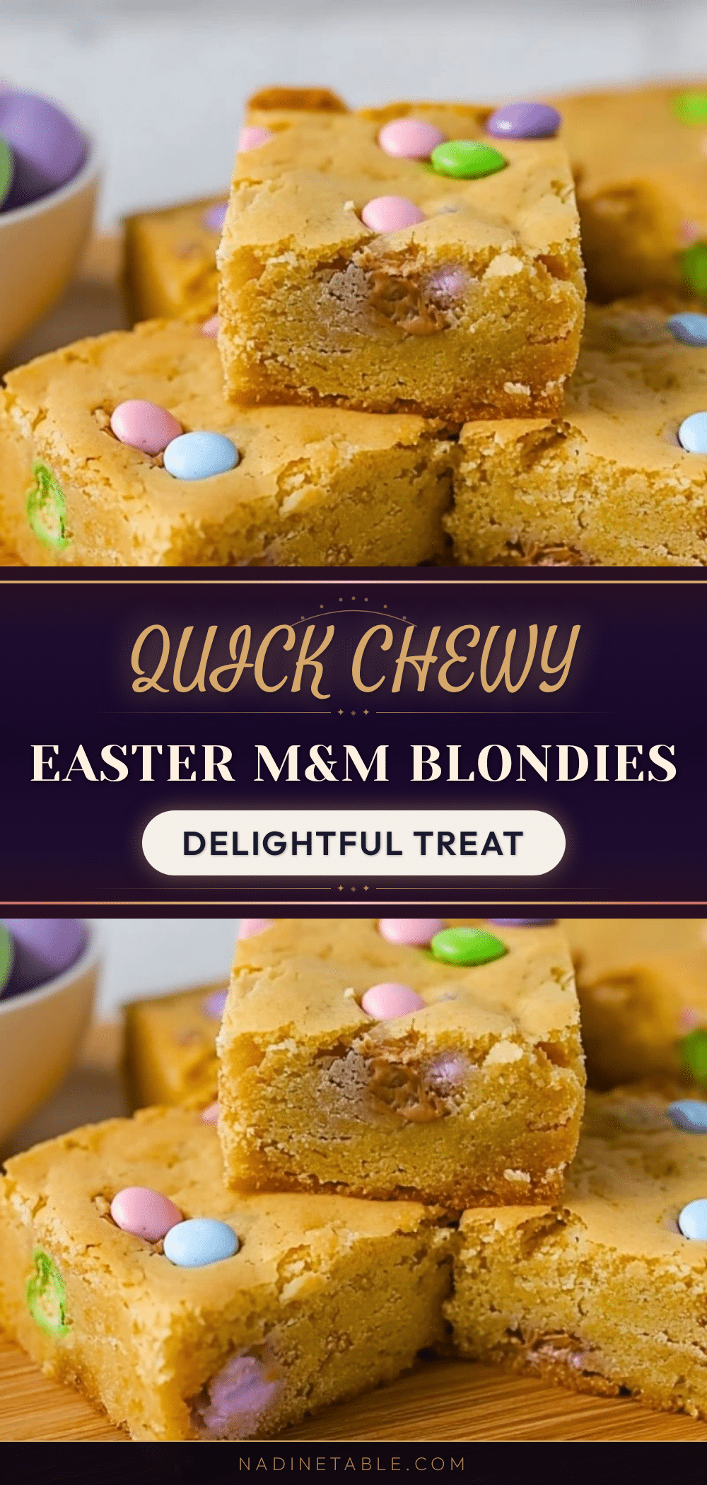 quick chewy easter m&m blondies recipe