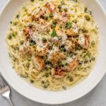 creamy lemon caper chicken linguine - featured image