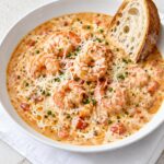 creamy slow cooker shrimp parmesan bisque - featured image