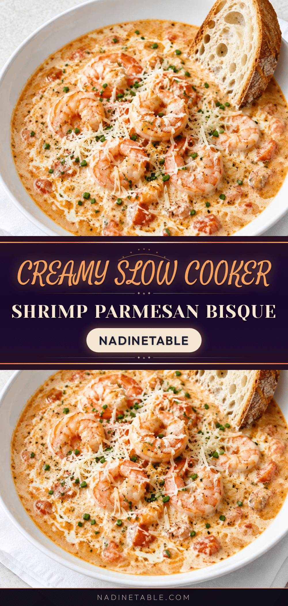 creamy slow cooker shrimp parmesan bisque recipe