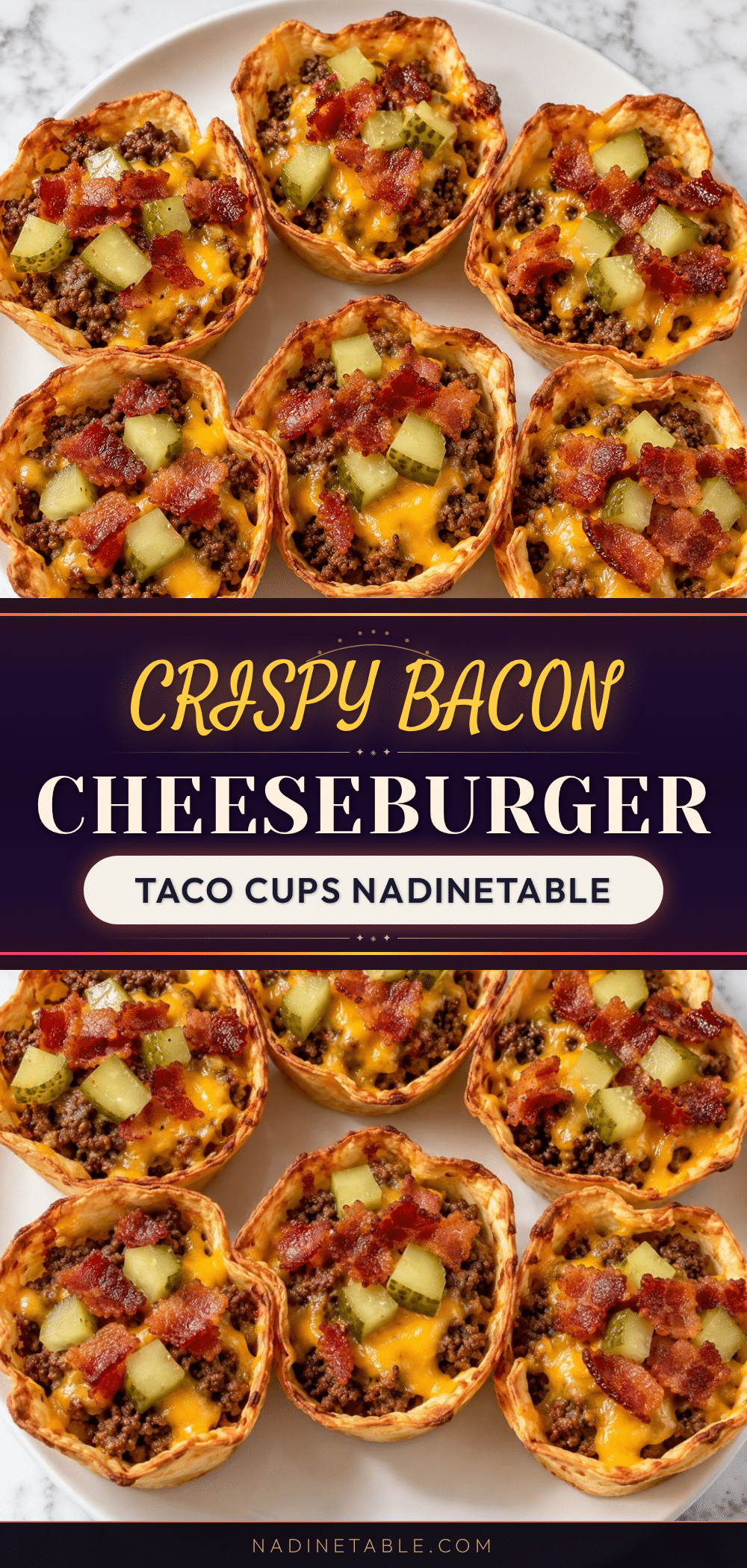 bacon cheeseburger pickle taco cups recipe