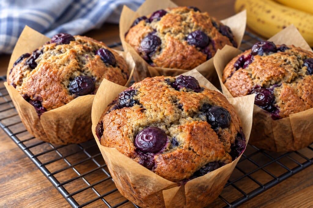 blueberry banana bread muffins - featured image