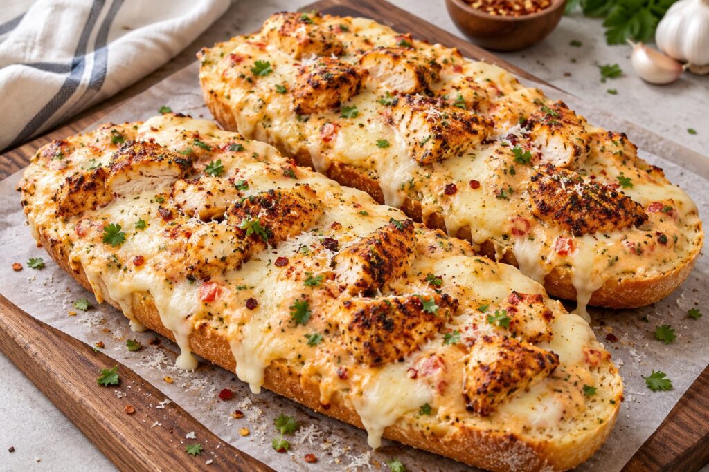 cajun chicken garlic bread - featured image