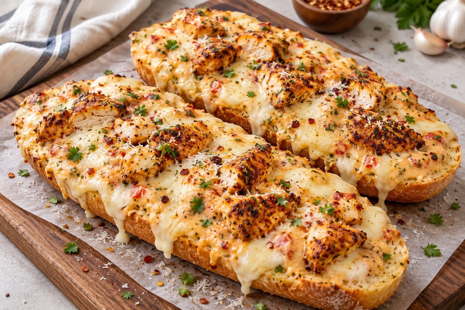cajun chicken garlic bread preparation steps