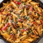 creamy one-pan chicken fajita pasta - featured image