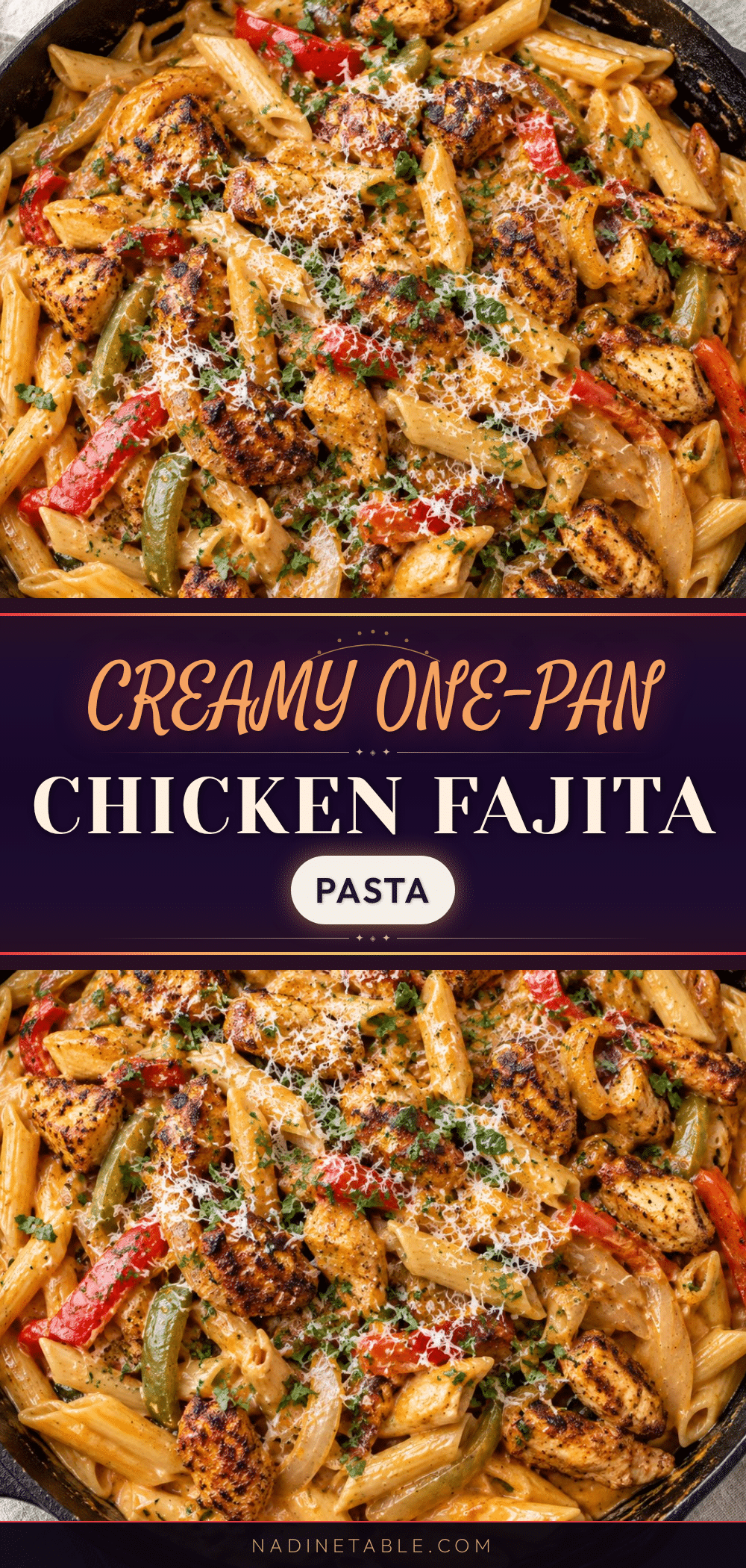creamy one-pan chicken fajita pasta recipe