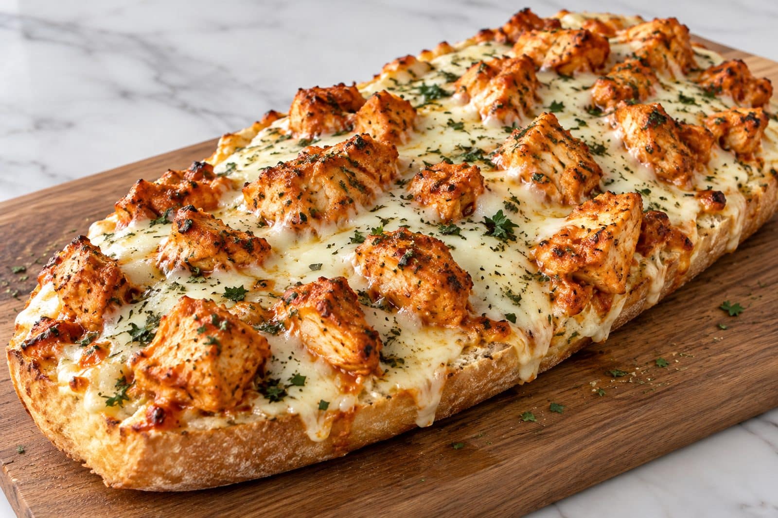 crispy buffalo chicken garlic bread preparation steps