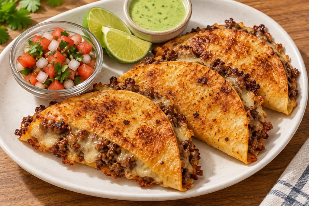 crispy cheesy beef tacos - featured image