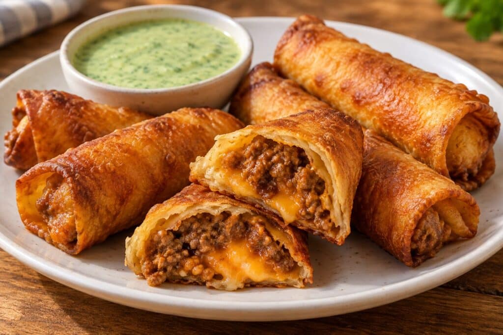 crispy cheesy beef taquitos - featured image