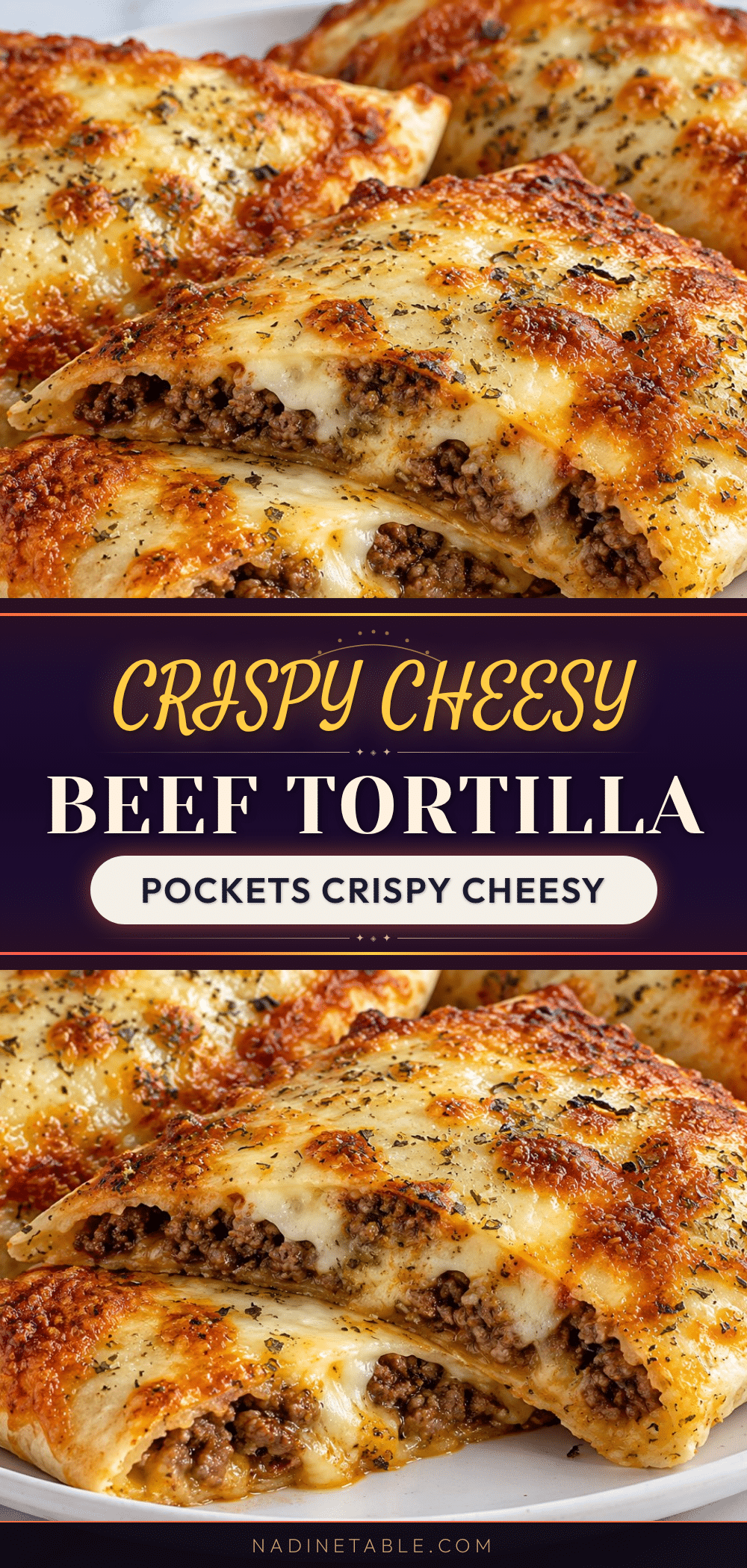 Crispy Cheesy Beef Tortilla Pockets recipe