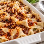 crispy dumpling lasagna bake - featured image