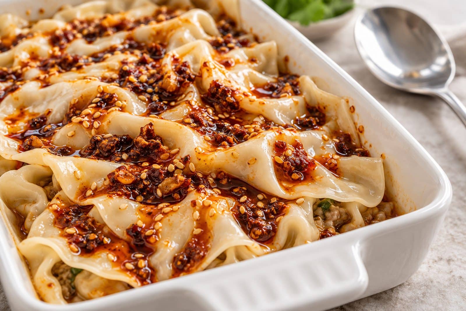 crispy dumpling lasagna bake preparation steps