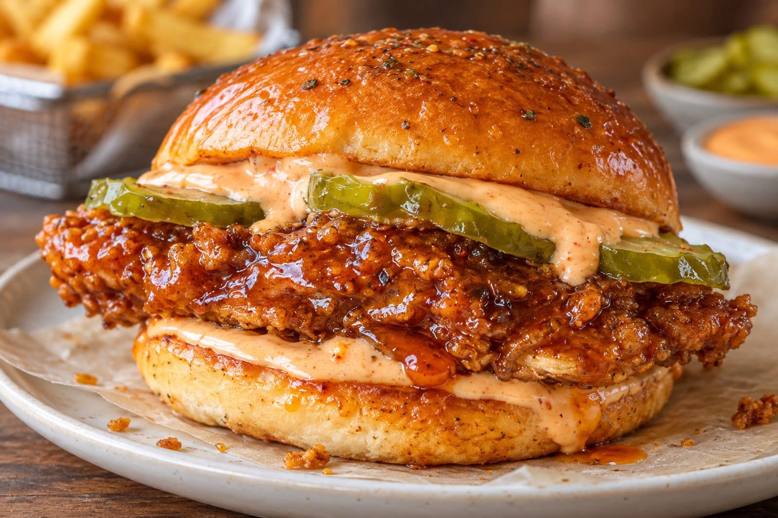 crispy honey sriracha chicken sandwich preparation steps