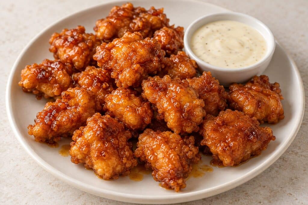 crispy hot honey chicken nuggets - featured image