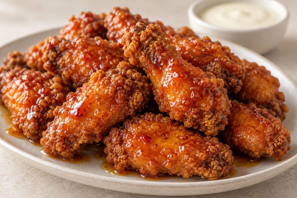 crispy hot honey wings - featured image