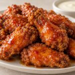 crispy hot honey wings - featured image