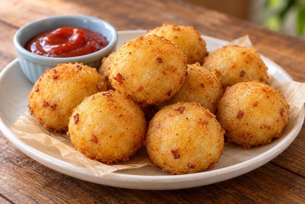 crispy mozzarella potato cheese balls - featured image