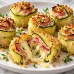 crispy zucchini ham and cheese rolls - featured image