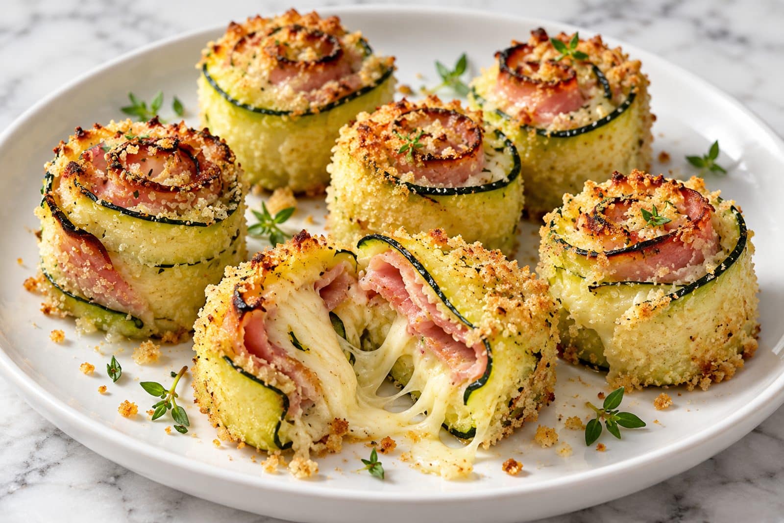 crispy zucchini ham and cheese rolls preparation steps