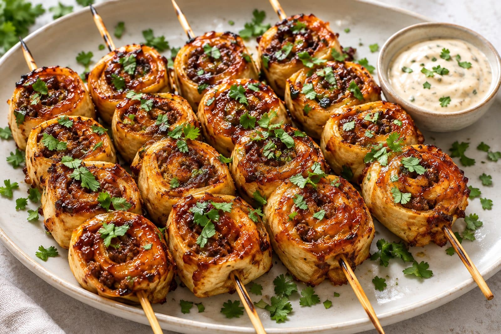 Savory Glazed Beef Tortilla Kebabs preparation steps