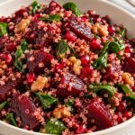 wholesome beet salad with quinoa and spinach - featured image